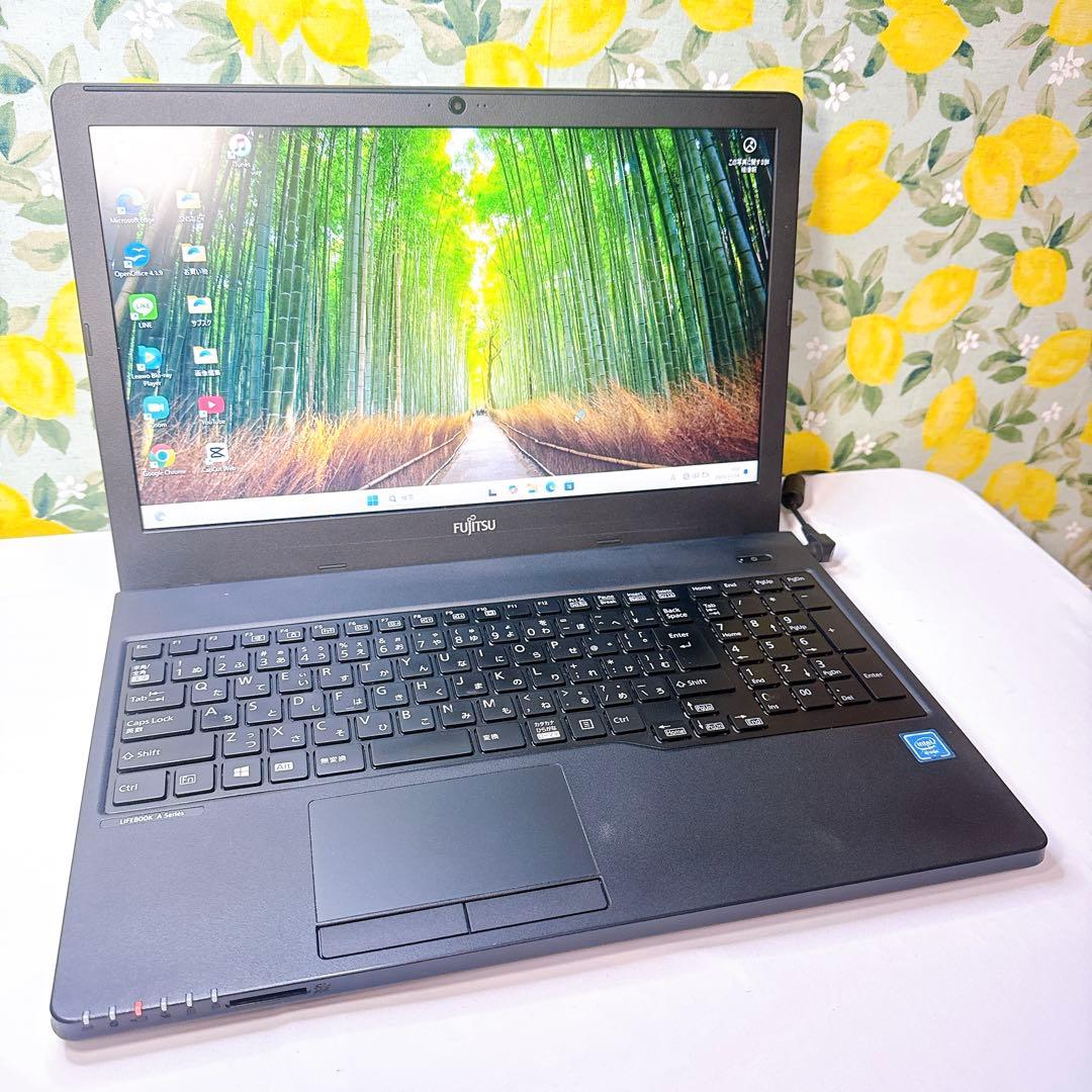大人気❤️ブラックノートパソコン❤️家計簿作成やDVD鑑賞❤️すぐ使えるFUJITSU