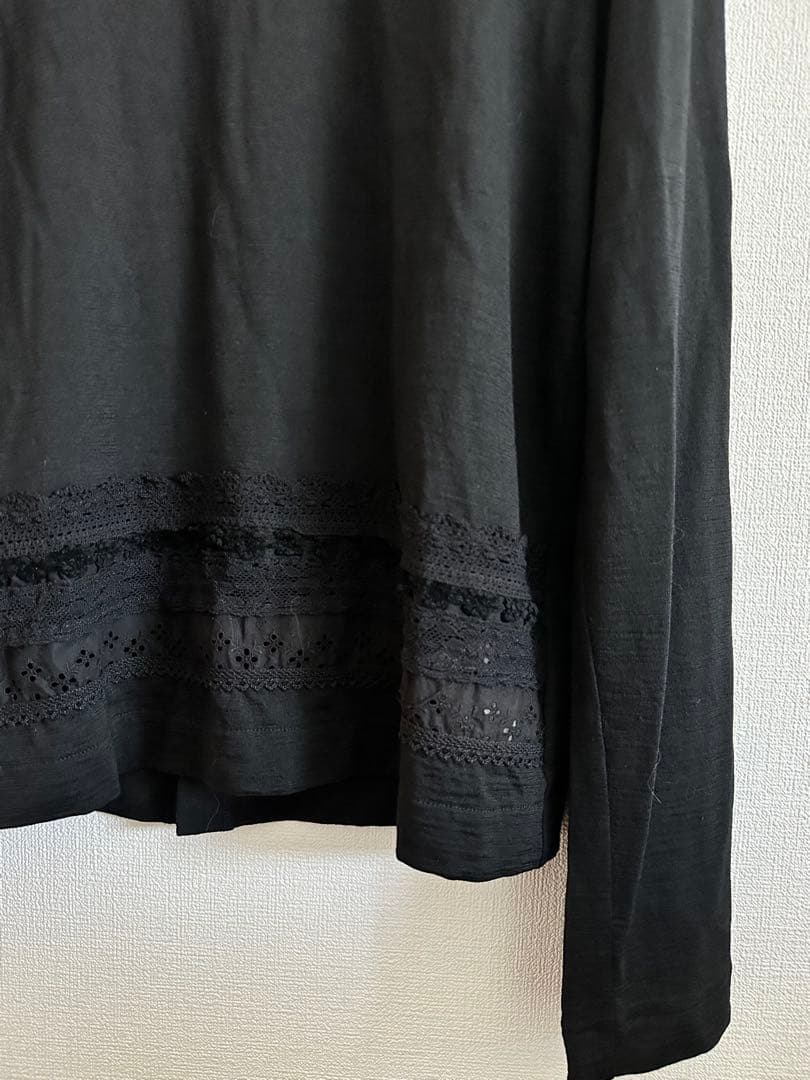 トリコ コムデギャルソン 丸襟長袖ブラウス レース装飾