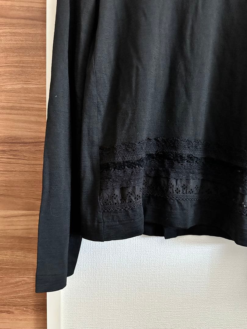 トリコ コムデギャルソン 丸襟長袖ブラウス レース装飾