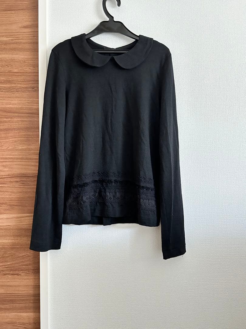 トリコ コムデギャルソン 丸襟長袖ブラウス レース装飾