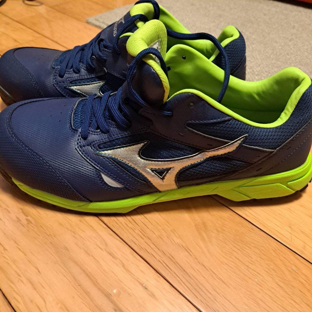ミズノ　ワークシューズ オールマィティ　 ネイビー×シルバー×グリーン