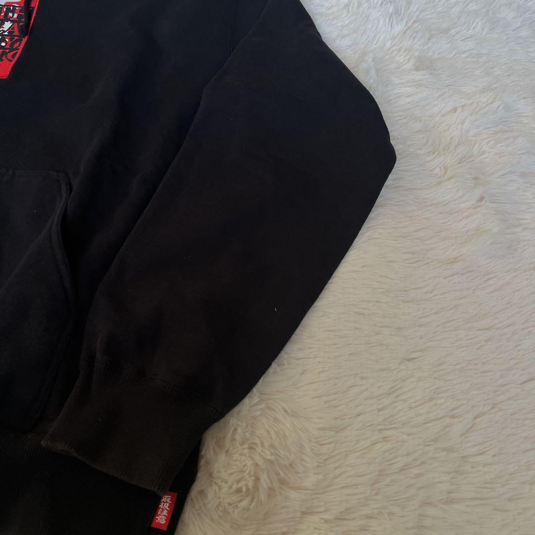 ブラックアイパッチ 取扱注意 パーカー フーディ ブラック 刺繍 センターロゴ