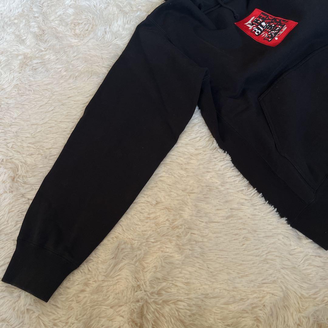 ブラックアイパッチ 取扱注意 パーカー フーディ ブラック 刺繍 センターロゴ