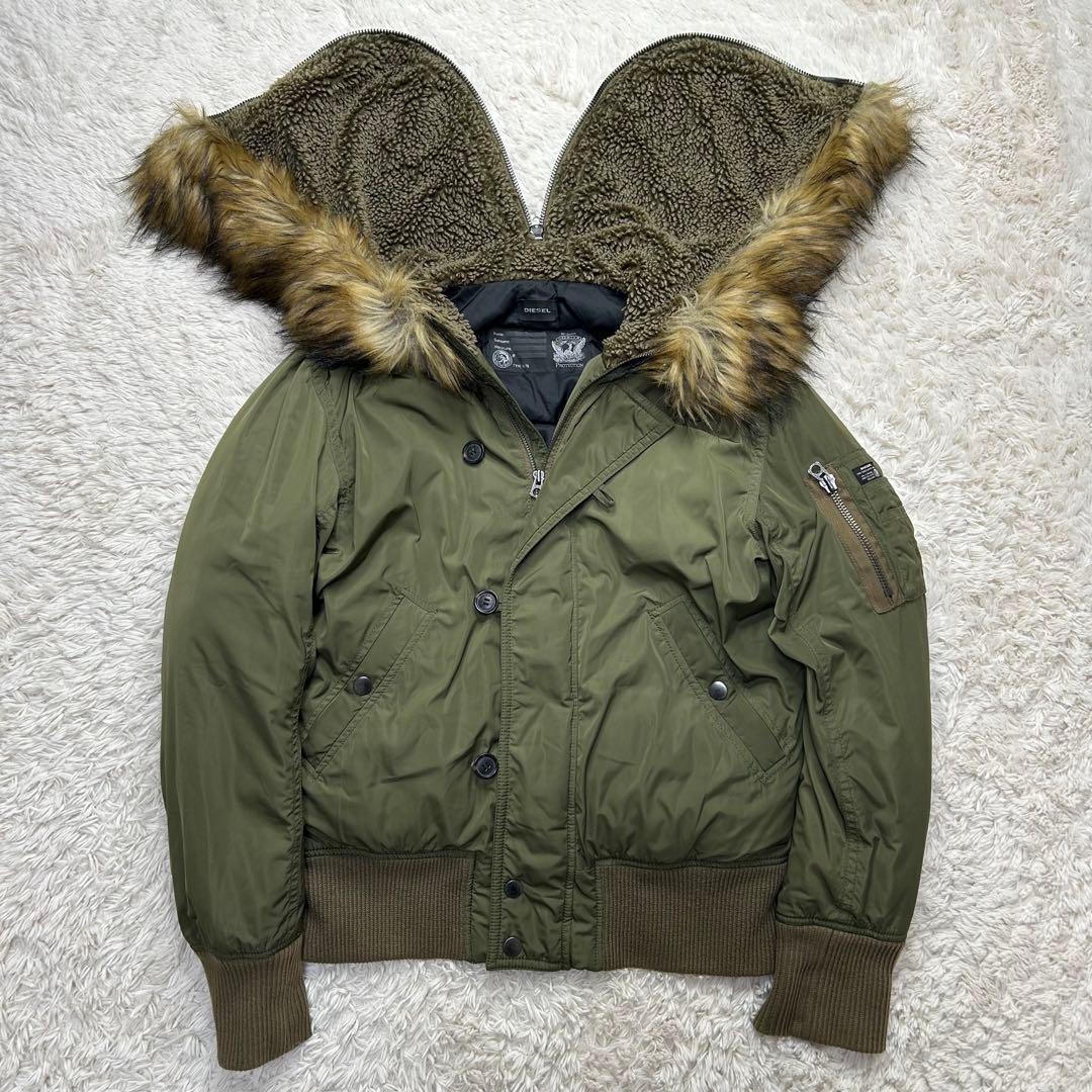 【美品】DIESEL ディーゼル N-2B フライトジャケット 短丈 カーキ M