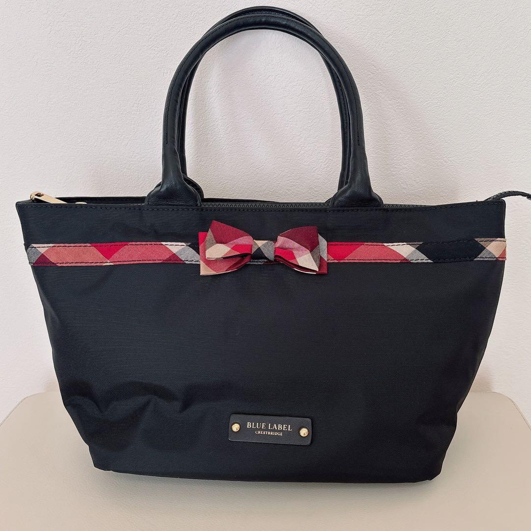 【超美品】♡ブルーレーベルクレストブリッジ♡リボンチェックトートバッグ☆