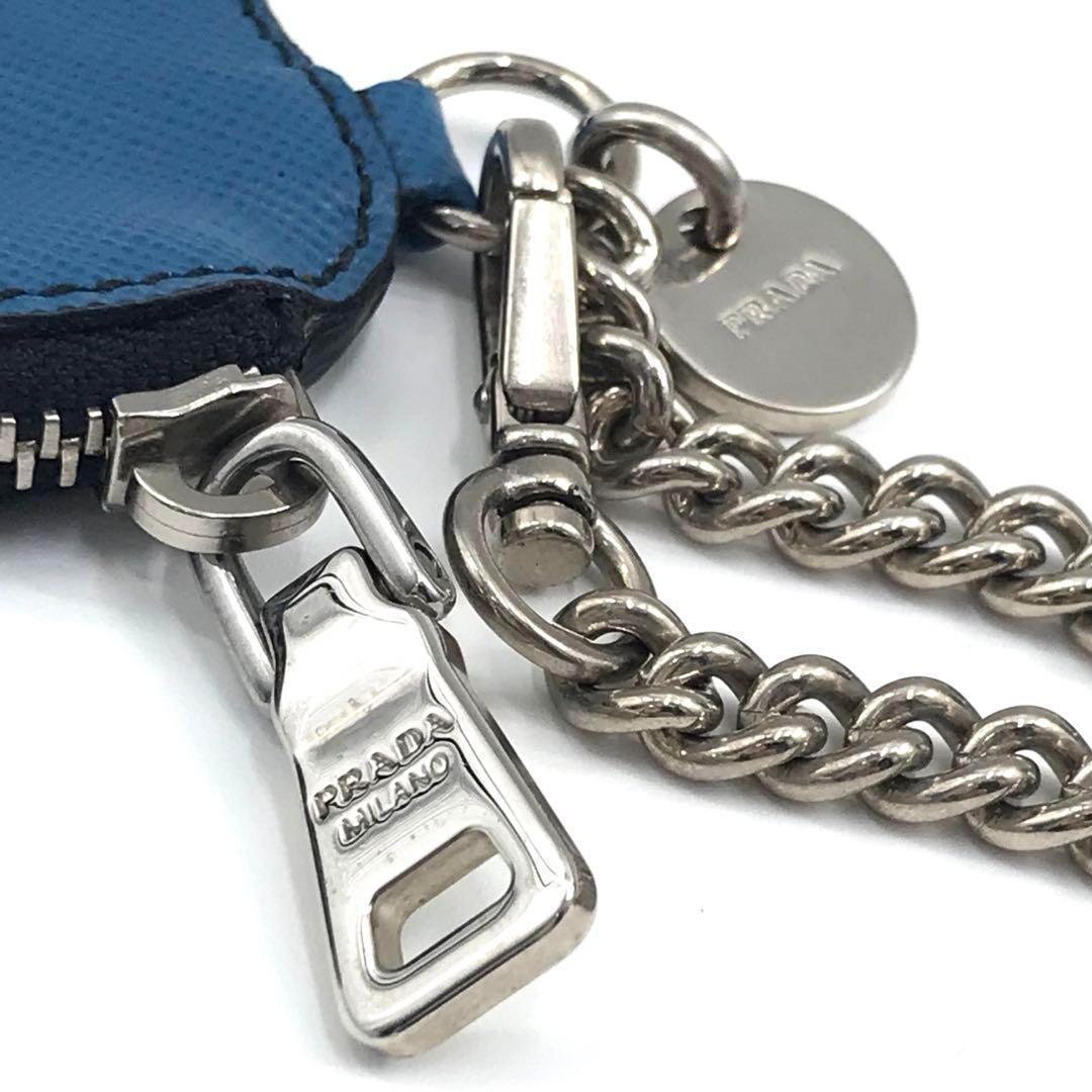 PRADA プラダ ケース チャーム 小銭入れ くじら レザー 鯨 青