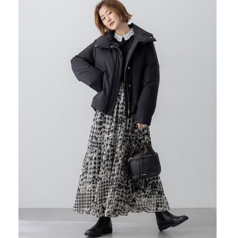 2025 未使用 23区 ミリタリー Aライン ダウンコート 44 黒 ブラック