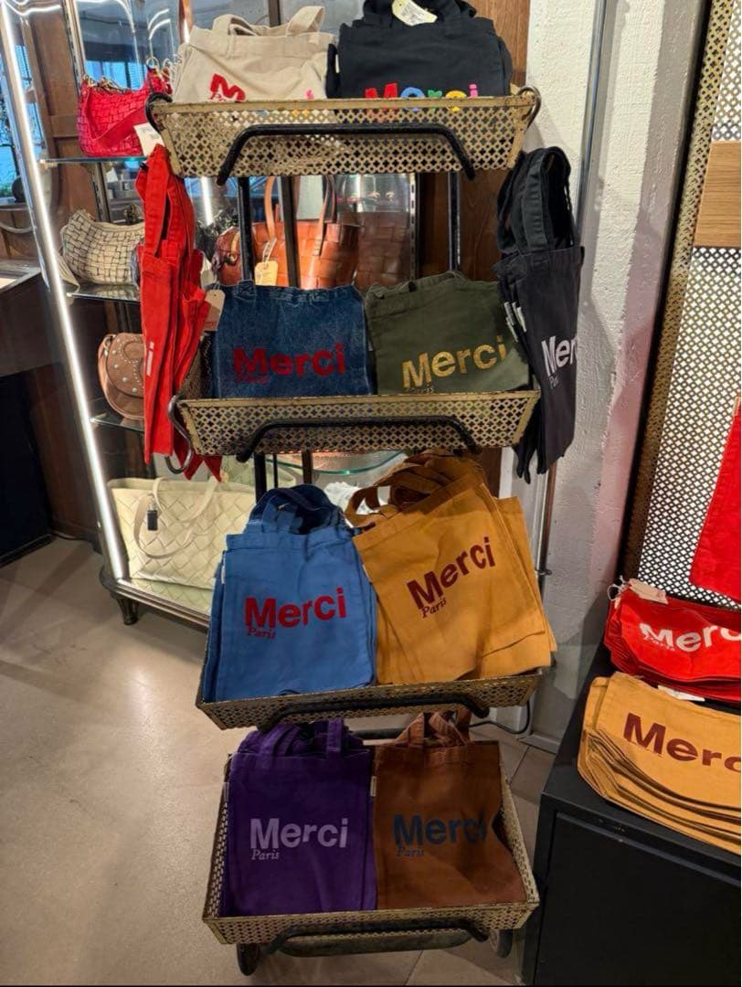 Merci Paris エコバッグ 大　レッド