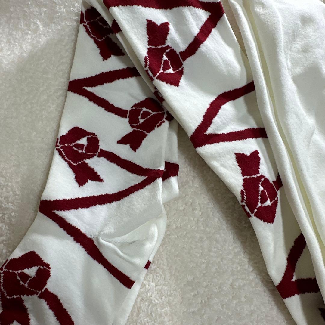 RI BABY いちご柄 オーバーニー タイツ エンジ