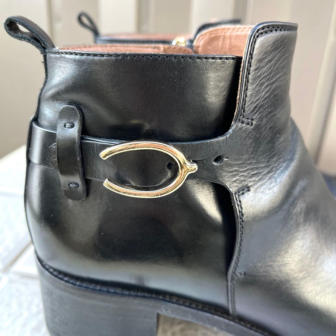 37 SARTORE ショートブーツ　ブーティ　黒　レザー　ファスナー　24