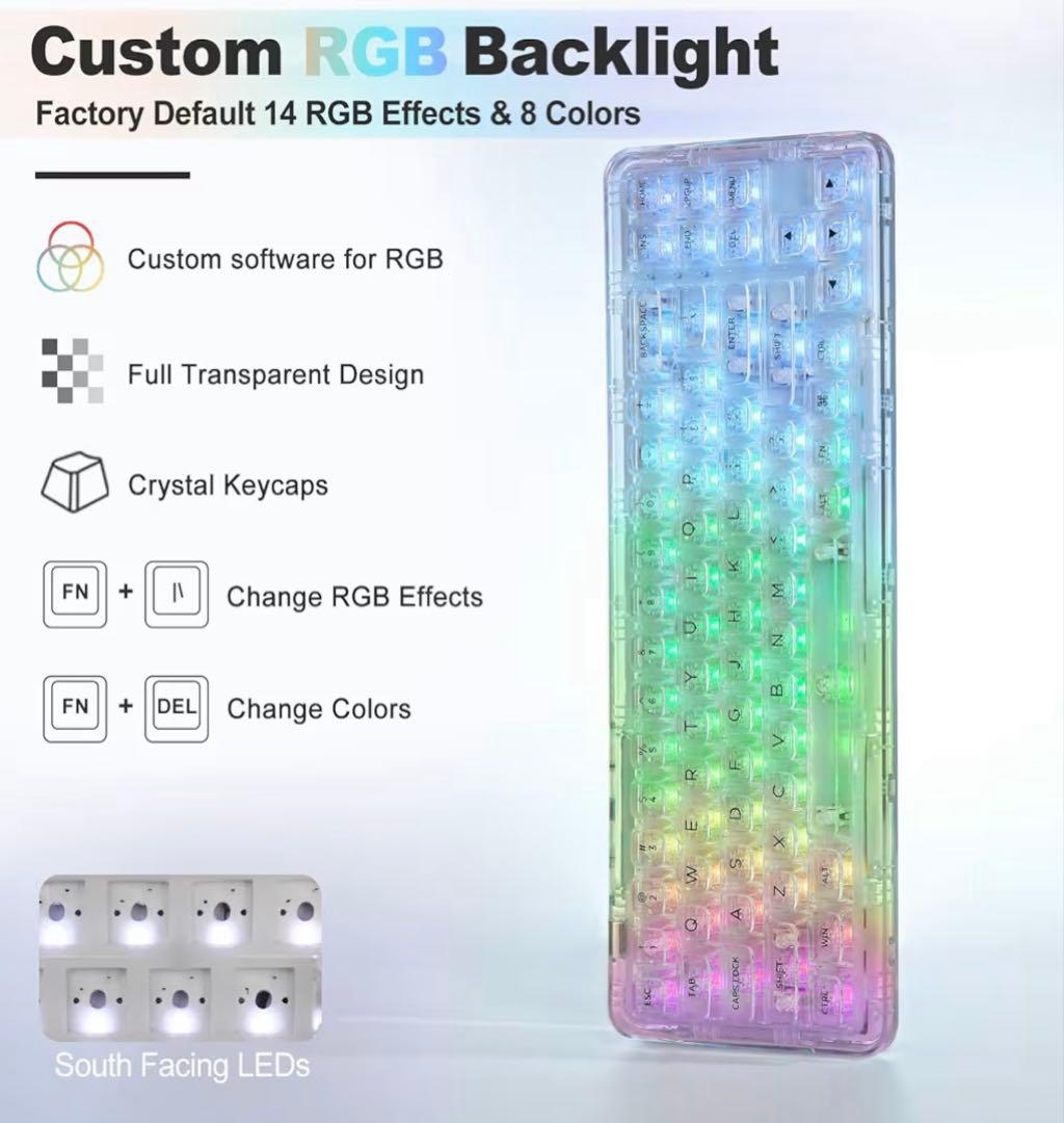 YUNZII X71 メカニカルゲーミングキーボード クリスタルアイス軸ホワイト