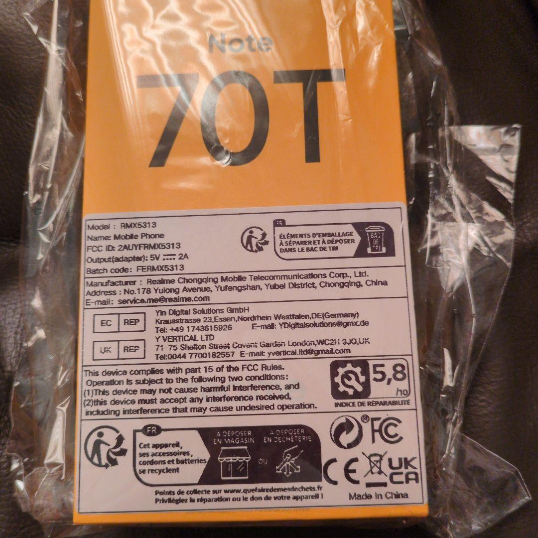 スマートフォン本体 realme Note 70T Gold 4GB 128GB