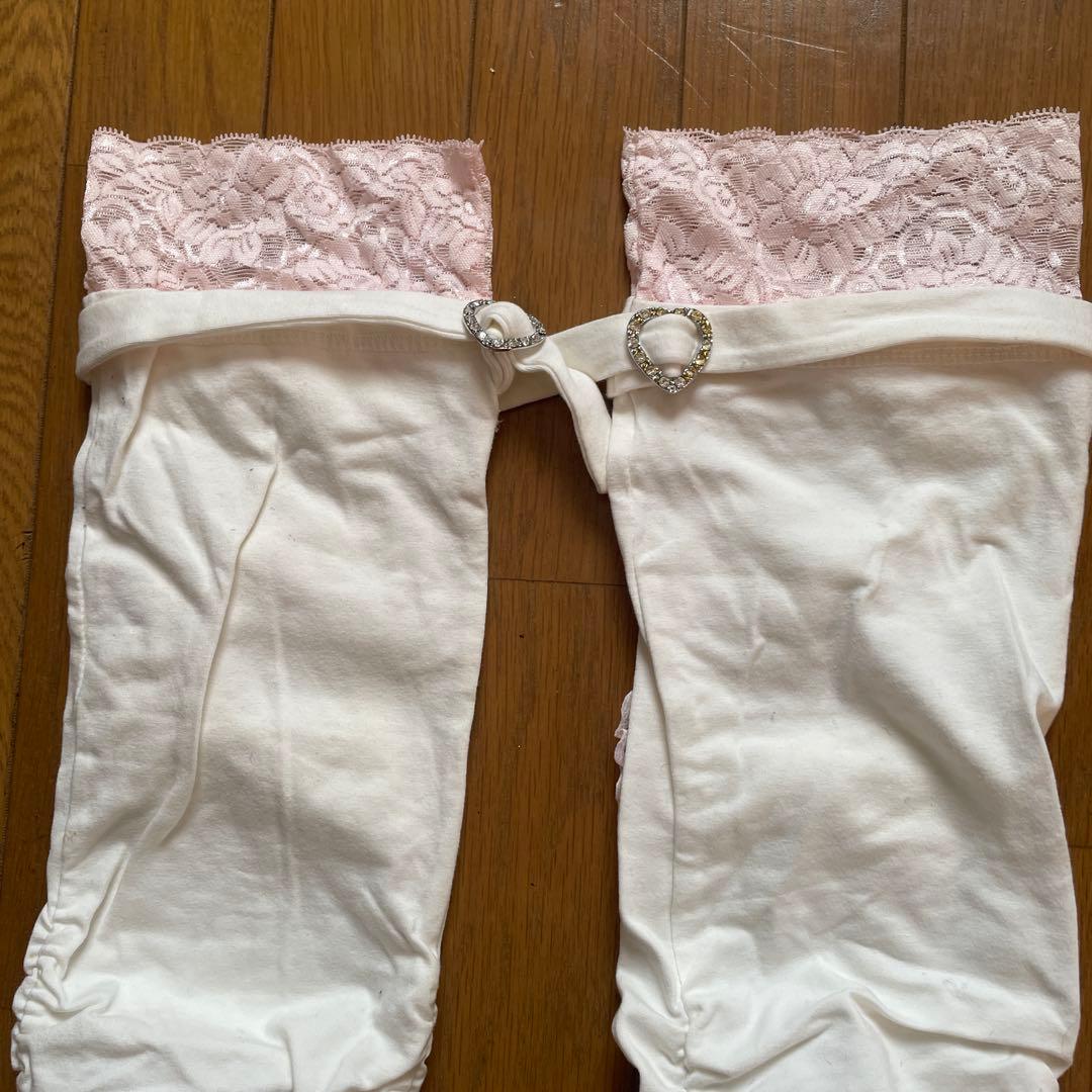 ラパフェ　リボン付きホワイトレッグウォーマー　難あり