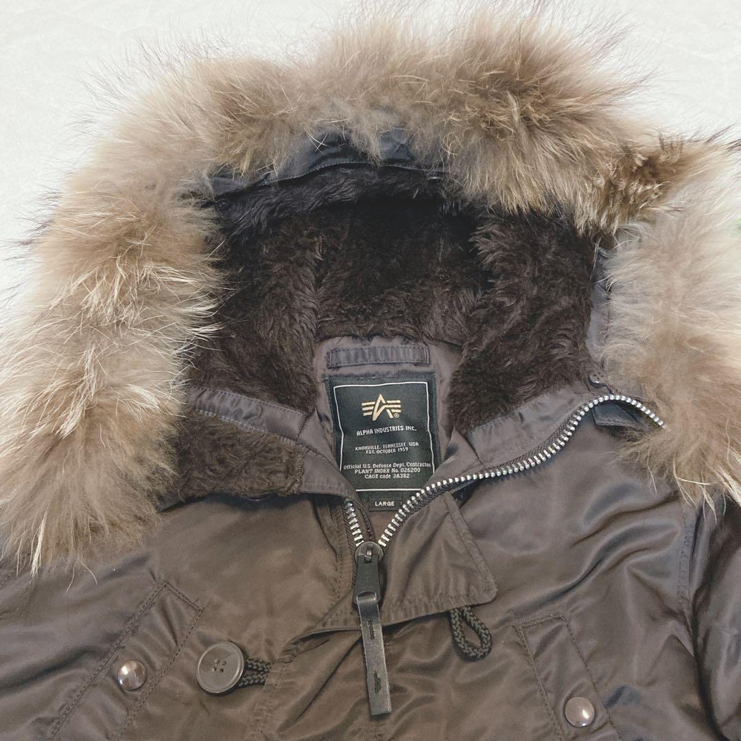 希少　アルファインダストリーズ　Ｌ　ブラウン　ミニタリージャケット　N-3B