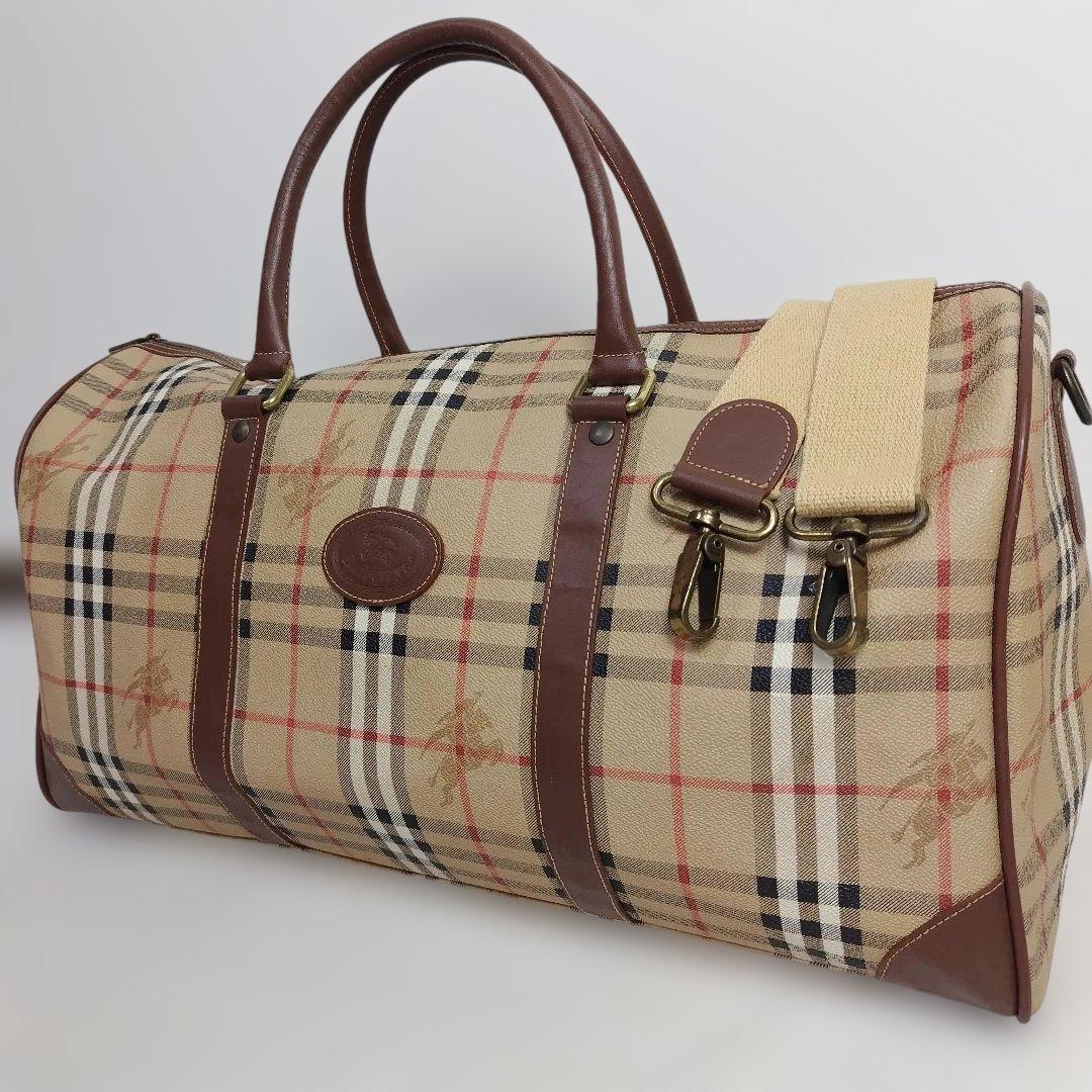 美品✨BURBERRYボストンバッグ ノバチェック ホースロゴ 2way PVC