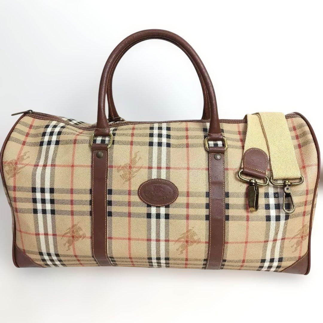 美品✨BURBERRYボストンバッグ ノバチェック ホースロゴ 2way PVC