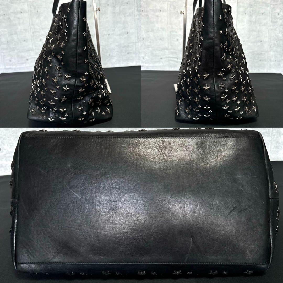 【良品】JIMMY CHOO PIMLICO BLACK スタッズ トートバッグ