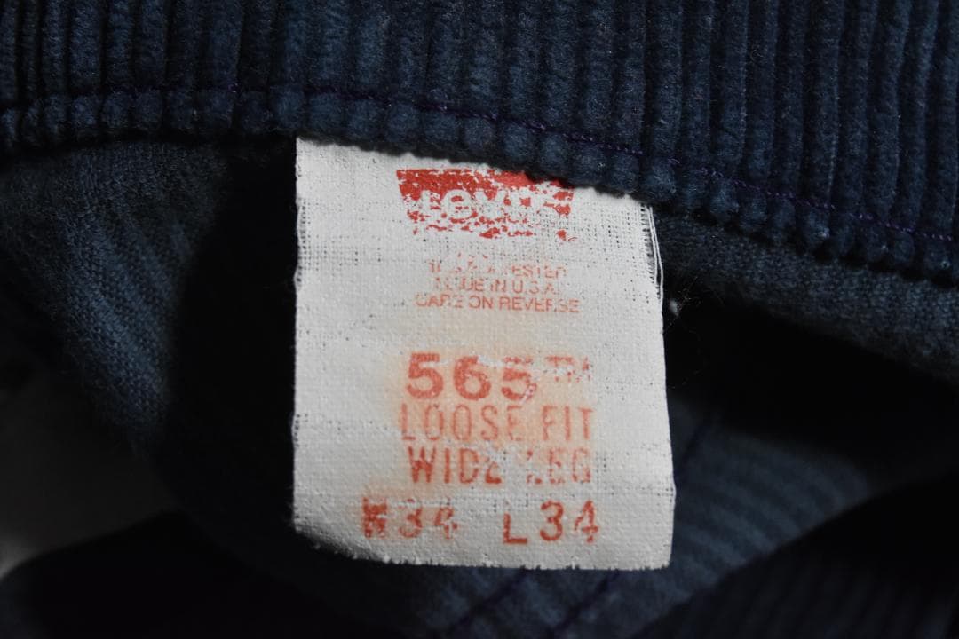 90’ｓリーバイス 565 太畝コーデュロイ紺 USA製 17113 LEVIS