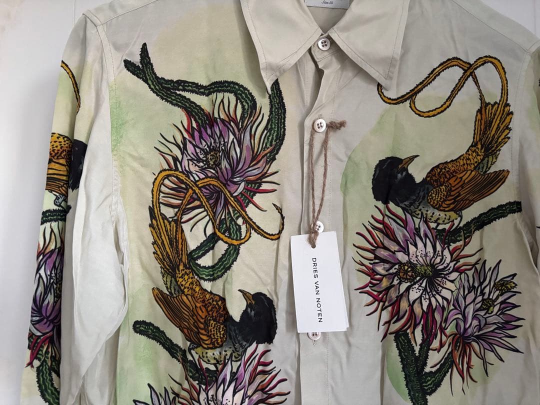 Dries Van Noten ドリスヴァンノッテン 花と鳥プリント 長袖シャツ