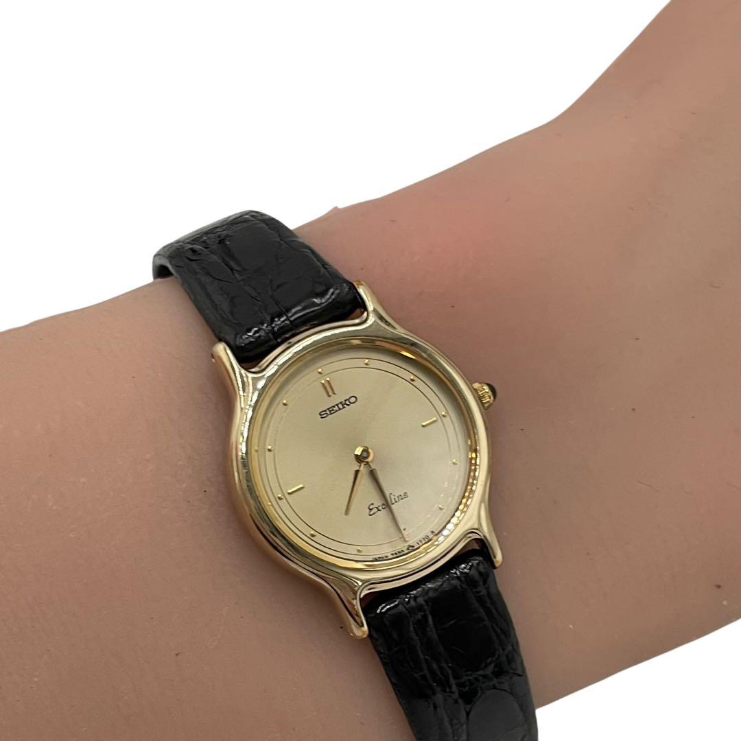 ✨新品電池✨稼働品 セイコー エクセリーヌ 文字盤ゴールド レディース
