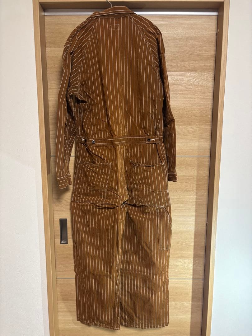 SUGAR CANE ストライプ オーバーオール ブラウン