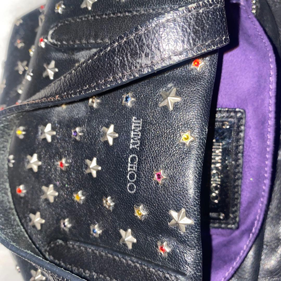 JIMMY CHOO ショルダーバッグ ２way スタッズ ミニサラ レザー