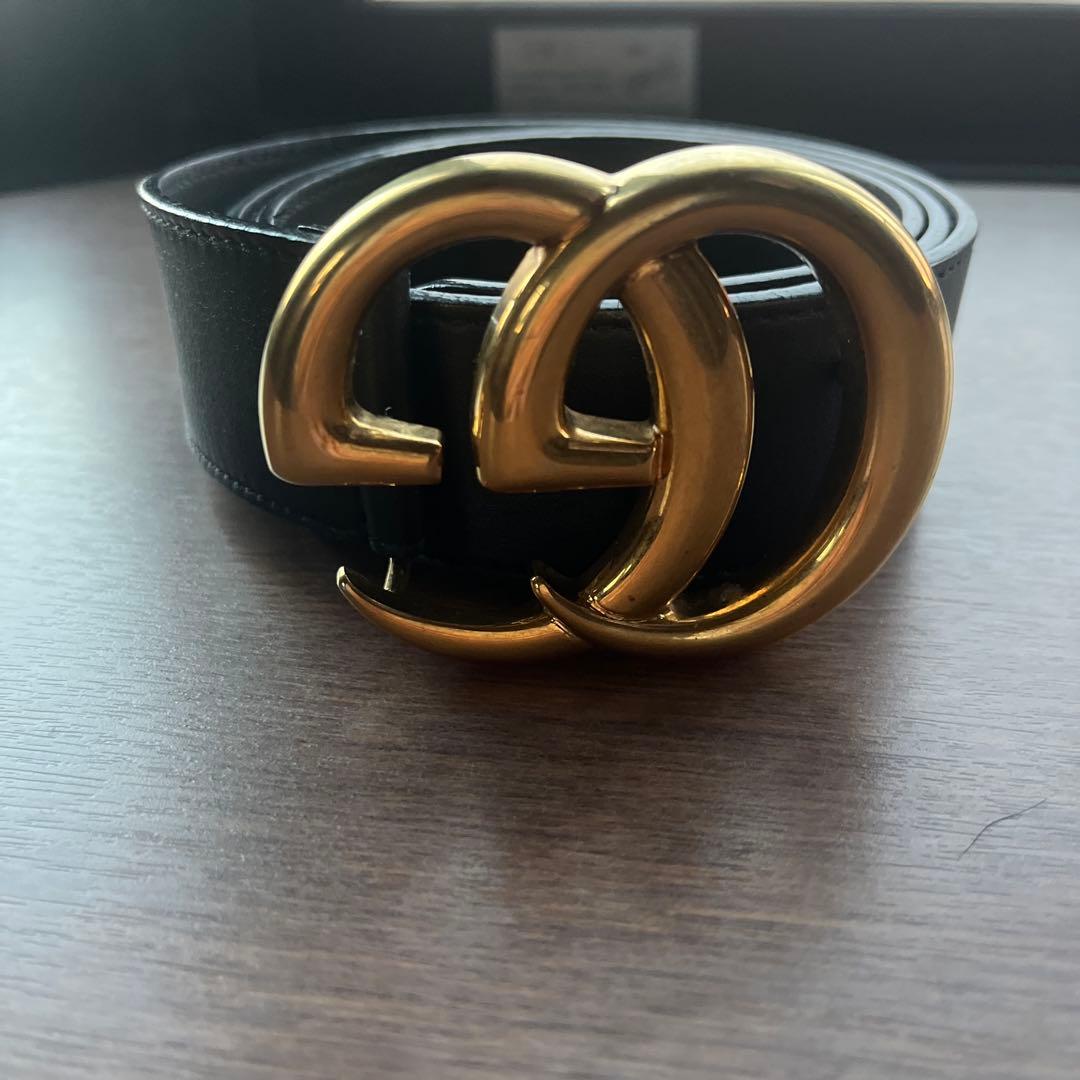 GUCCI 黒レザー ベルト 402993