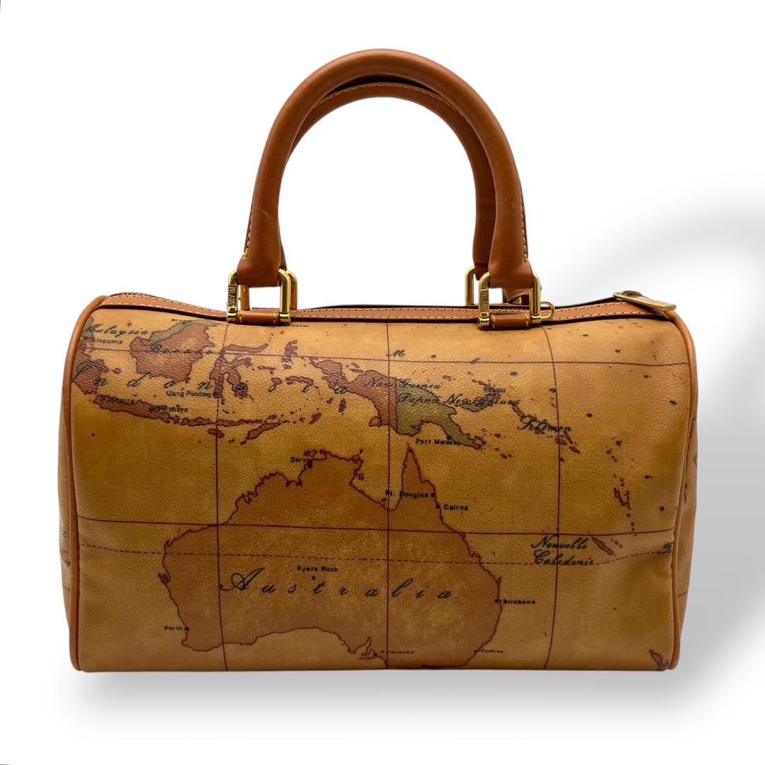 【美品】プリマクラッセ 地図柄 2wayバッグ ボストン ショルダー 旅行鞄
