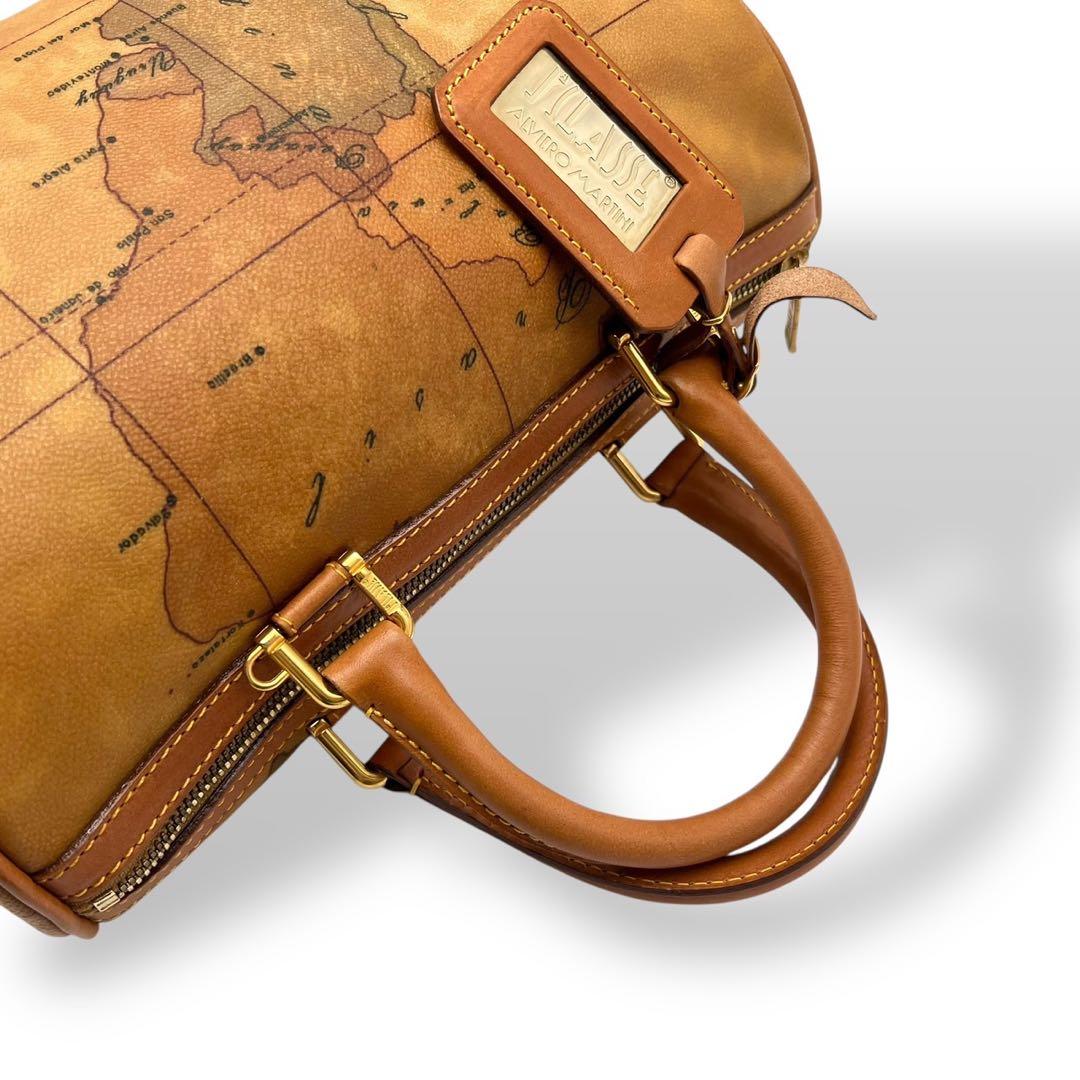 【美品】プリマクラッセ 地図柄 2wayバッグ ボストン ショルダー 旅行鞄