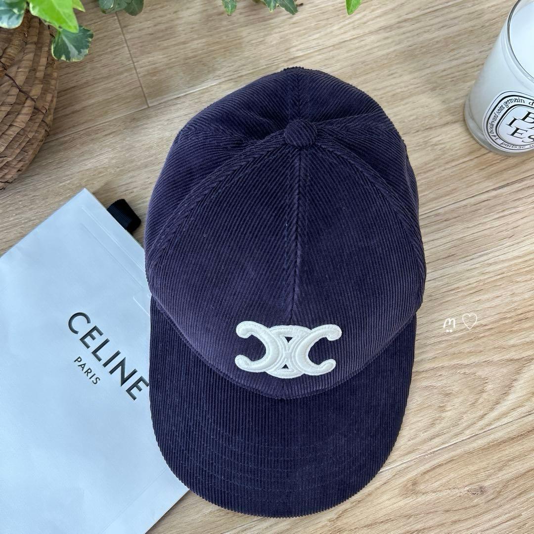 CELINEセリーヌ　コーデュロイ　トリオンフベースボールキャップ　S　帽子