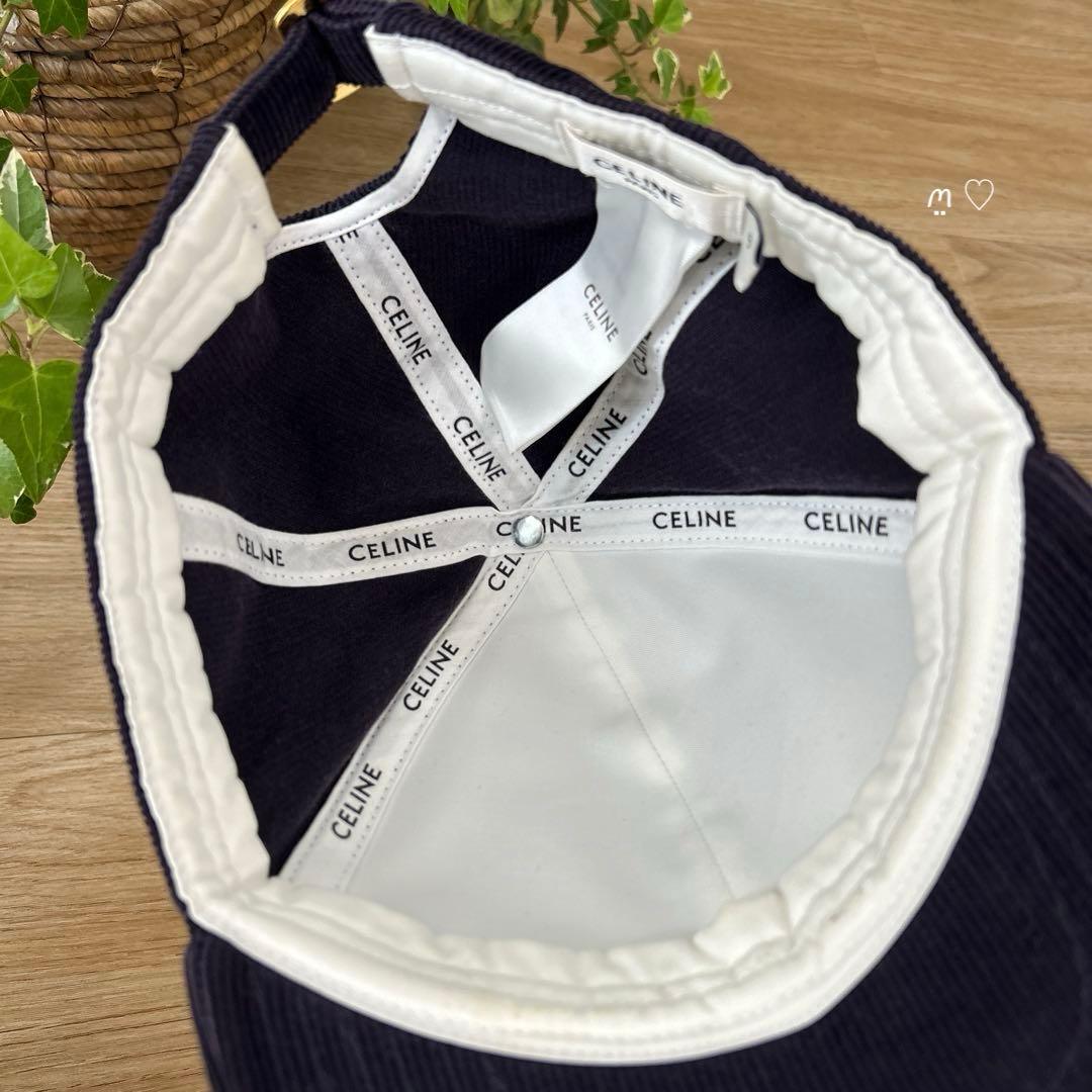 CELINEセリーヌ　コーデュロイ　トリオンフベースボールキャップ　S　帽子