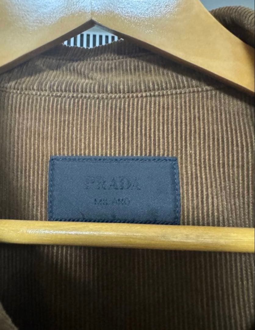 PRADA プラダ　トライアングルプレート　コーデュロイジャケット　ブラウン