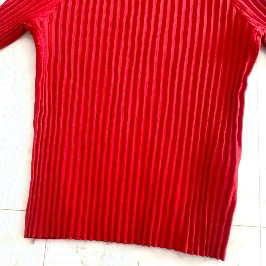 美品 アドーア ADORE クリアドライリブニット オレンジレッド 38