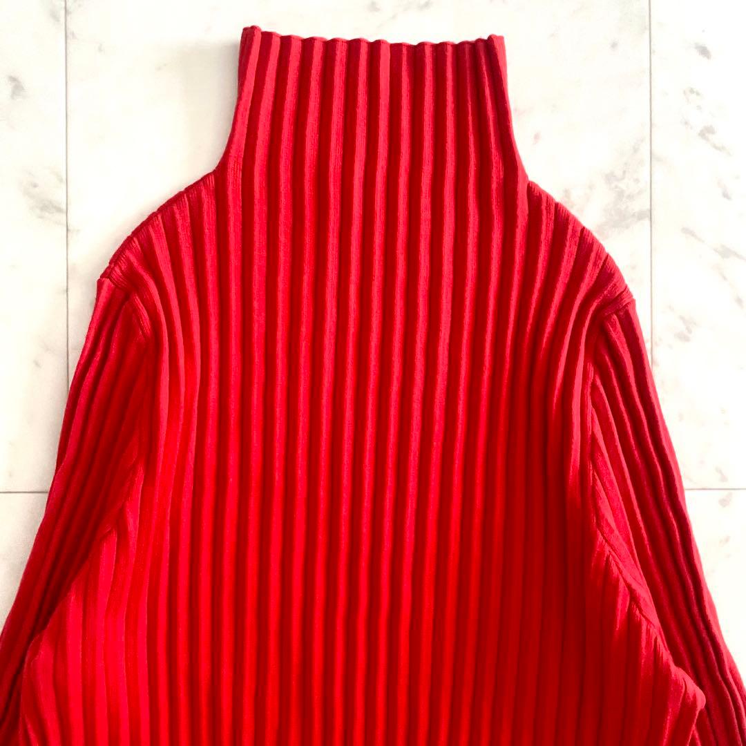 美品 アドーア ADORE クリアドライリブニット オレンジレッド 38