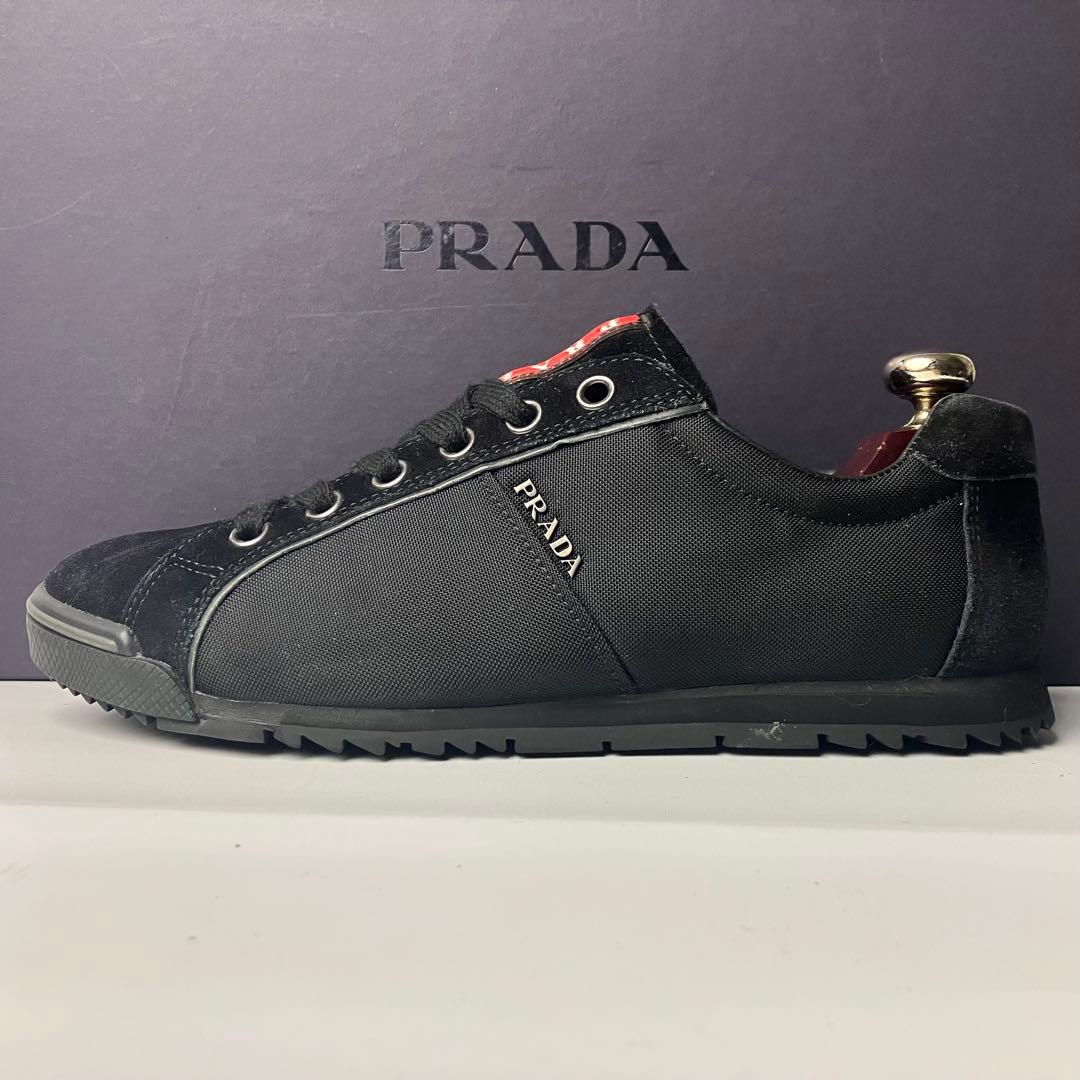 【極美品】プラダスポーツ　スエード×ナイロン　ロートップスニーカー　黒　25.5