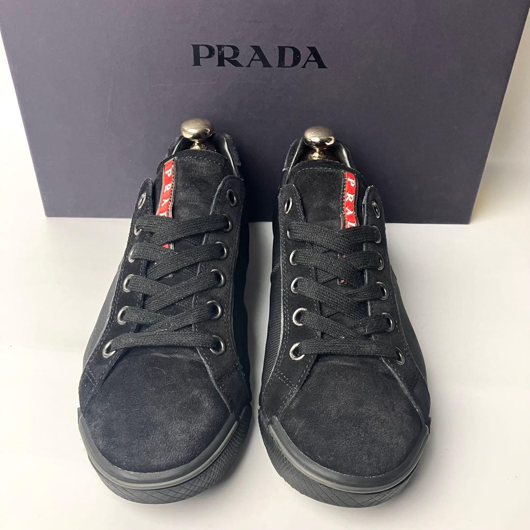 【極美品】プラダスポーツ　スエード×ナイロン　ロートップスニーカー　黒　25.5