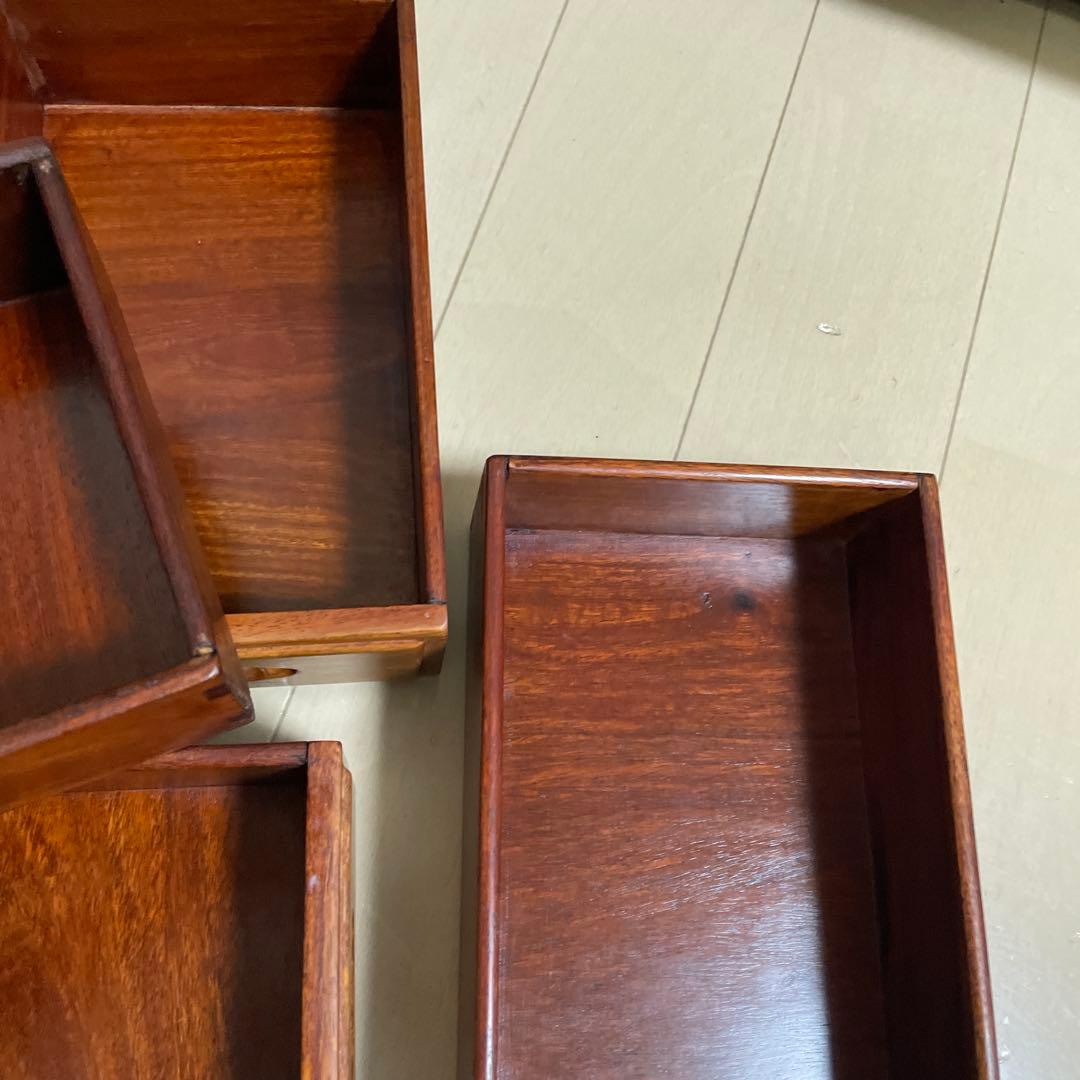 唐木 紫檀木 小物入れ 引出 唐木家具 高級銘木 透かし彫り 花梨 紫檀家具