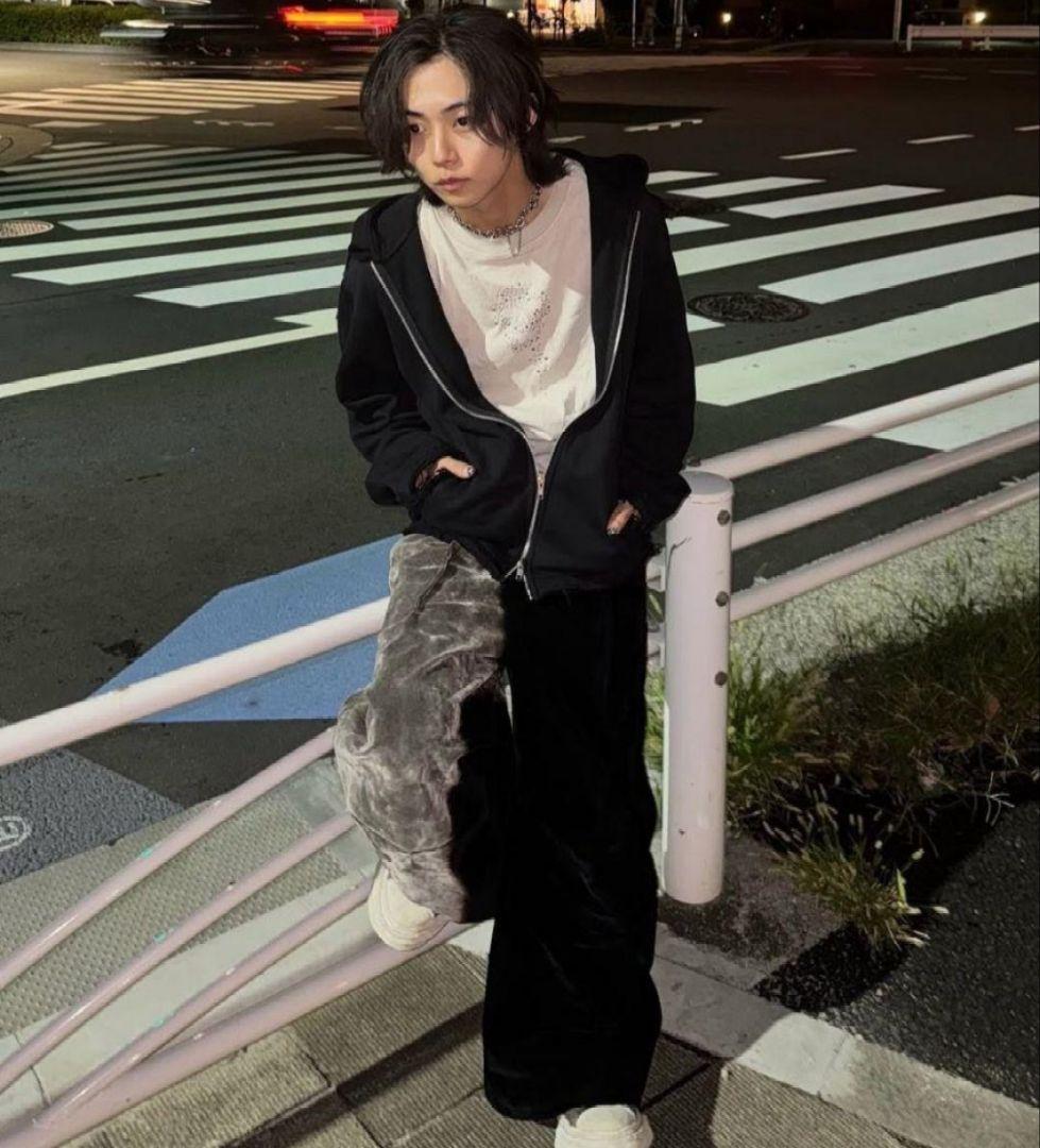 【新品未使用】GRANCY ニットレイヤードデザインジップフーディ ブラック/M