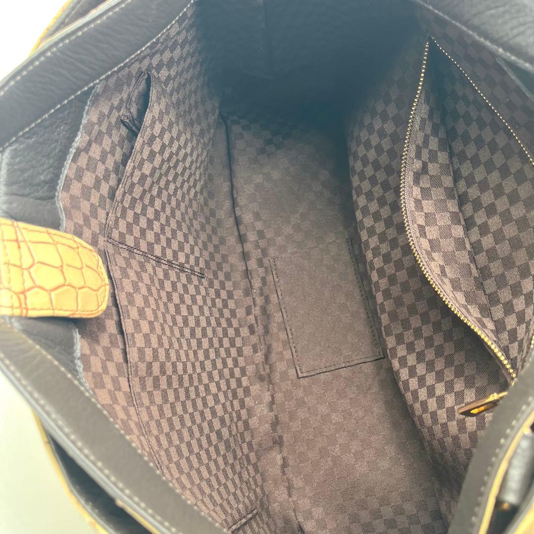 JRA認定 美品◎ クロコダイル ハンドバッグ 目地染め ベージュ 大容量