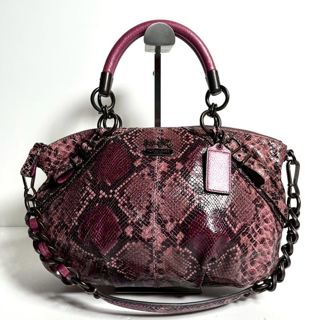 【極美品・使用感少ない】コーチ マディソン 2way パイソン柄 チェーンバッグ