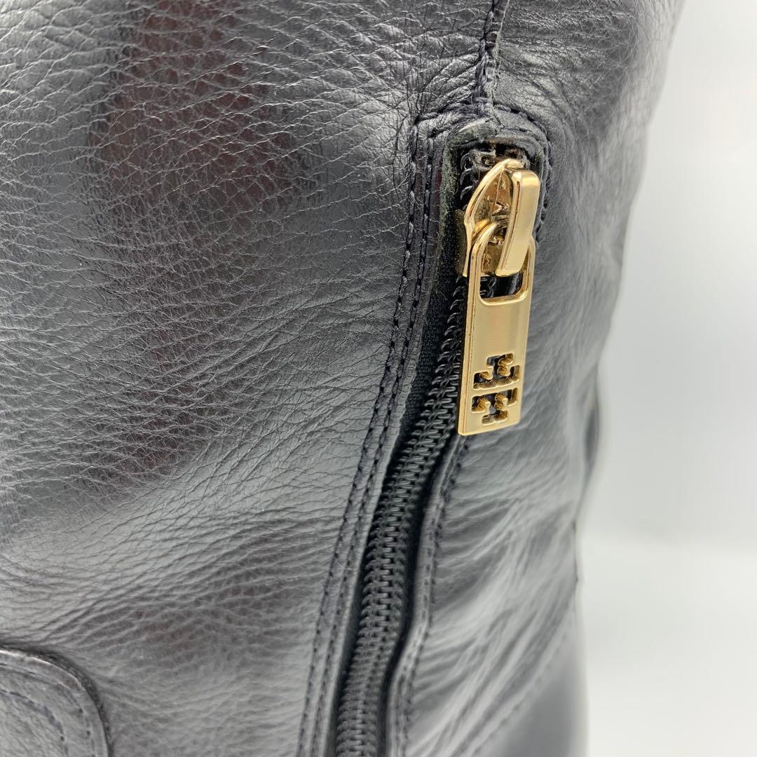 トリーバーチ　ロングブーツ　ブラック　レザー　ロゴ