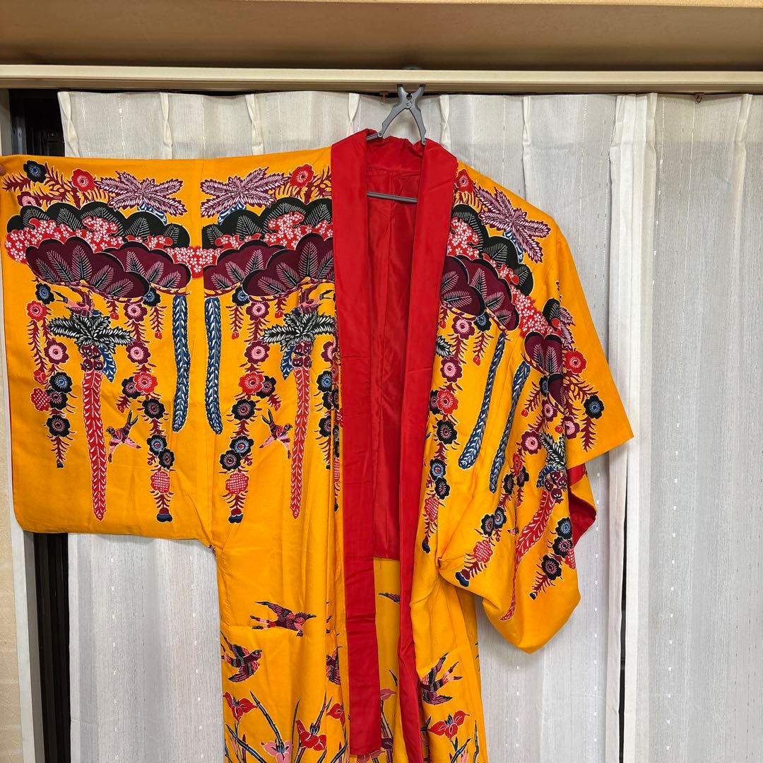 沖縄舞踊衣装 紅型黄色