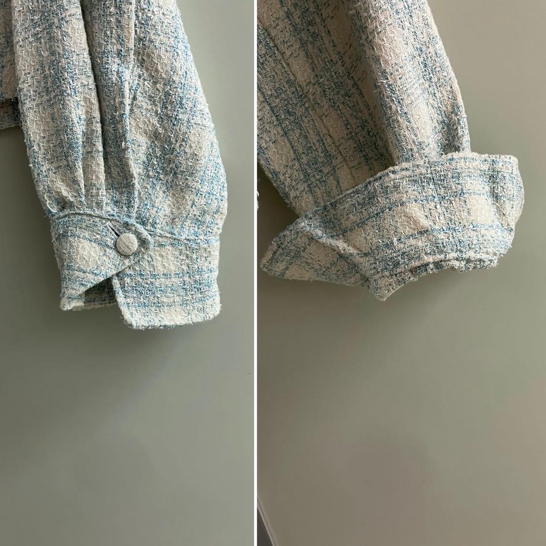 【tokio】チェック ファンシー ツィード トラッカージャケット