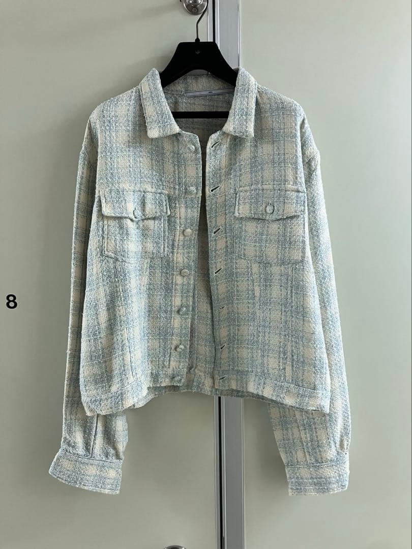 【tokio】チェック ファンシー ツィード トラッカージャケット