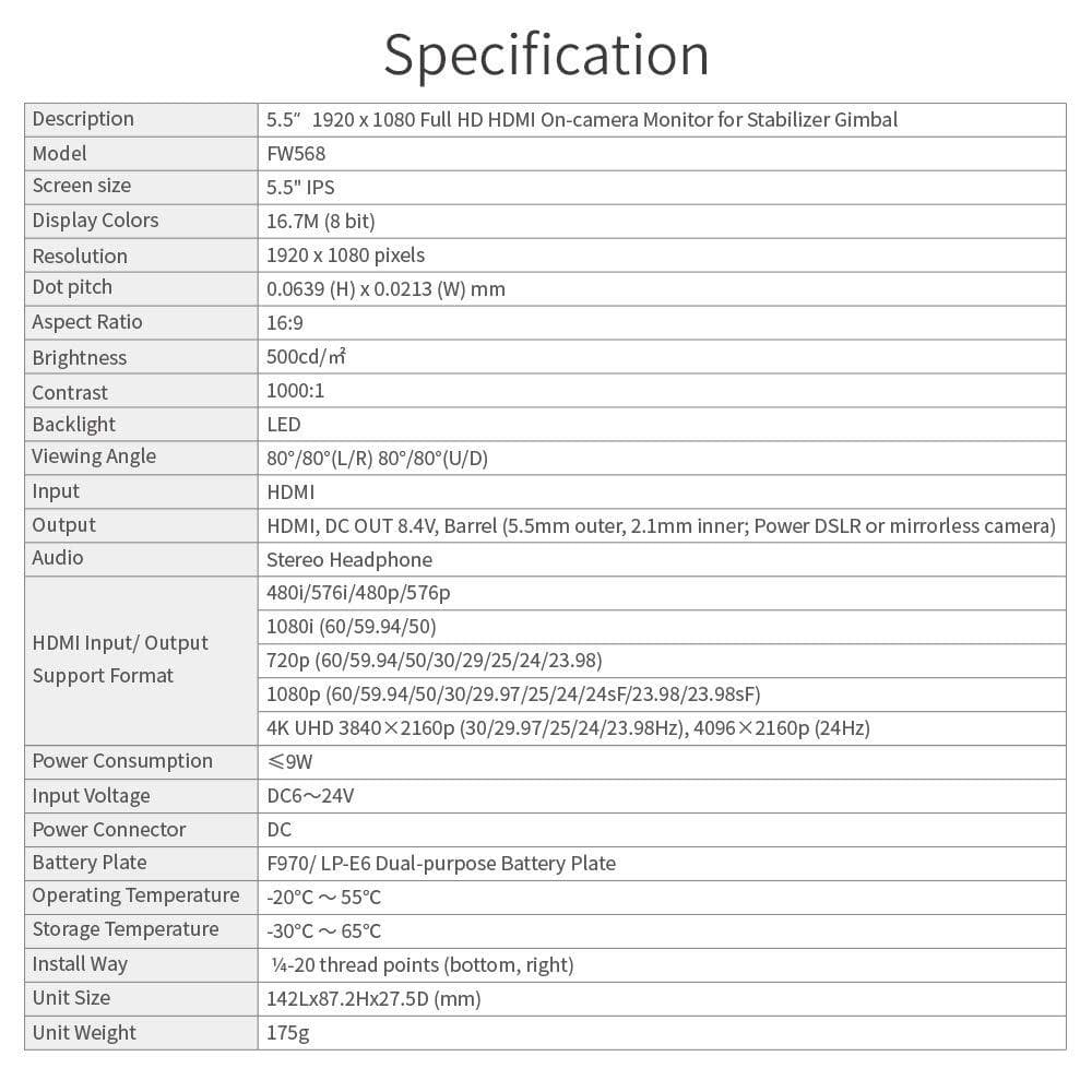 5.5インチフルHD カメラ用液晶モニター 超薄型