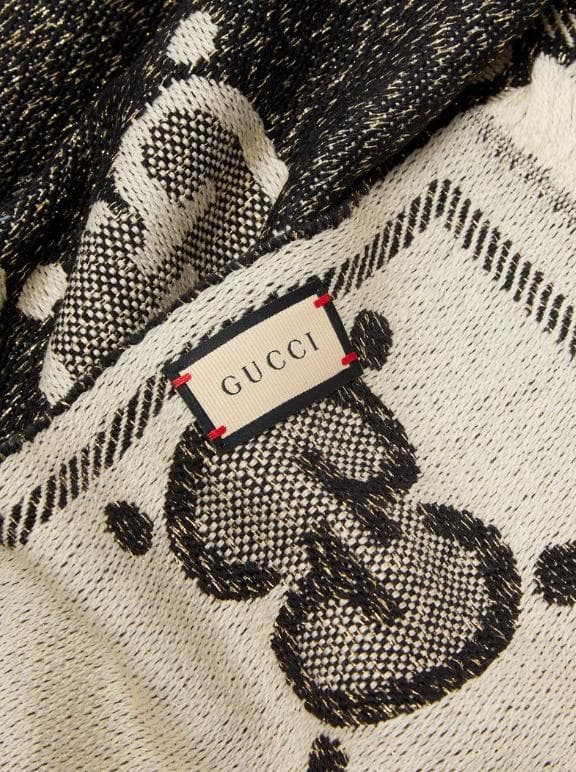 GUCCI マフラー GG ロゴ　ジャガード　メタリック　ウール　リバーシブル
