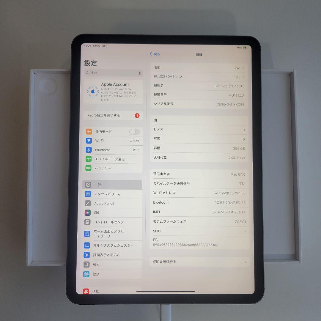 iPad Pro 11 256GB セルラー第1世代 2018 MU102J