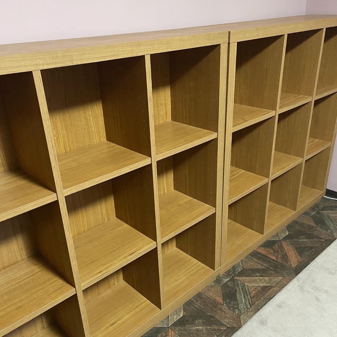 本棚 棚板高さ調整可 3列3段 2台 木目 ライトブラウン オープンシェルフ