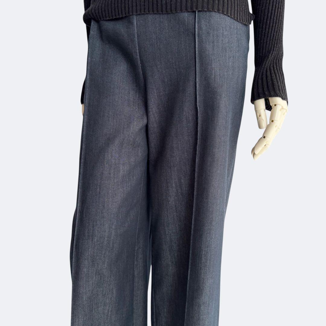 yori ヨリ マリンデニム風ワイドパンツ インディゴ パンツ レディース