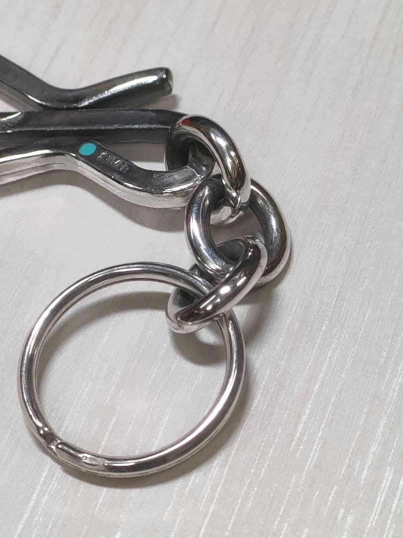 夜*性様 シルバー 925製&ターコイズキーホルダーチェーン 全長10cm27.